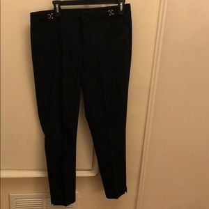 Navy cropped skinny leg slacks